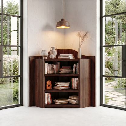 Natural Wooden Bookshelf With Open Shelves And Simple Storage Design For Living Room And Bedroom