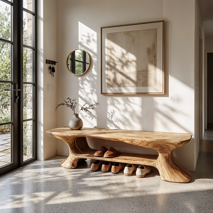 Rustic Entryway Bench With Integrated Shoe Storage For Entryway