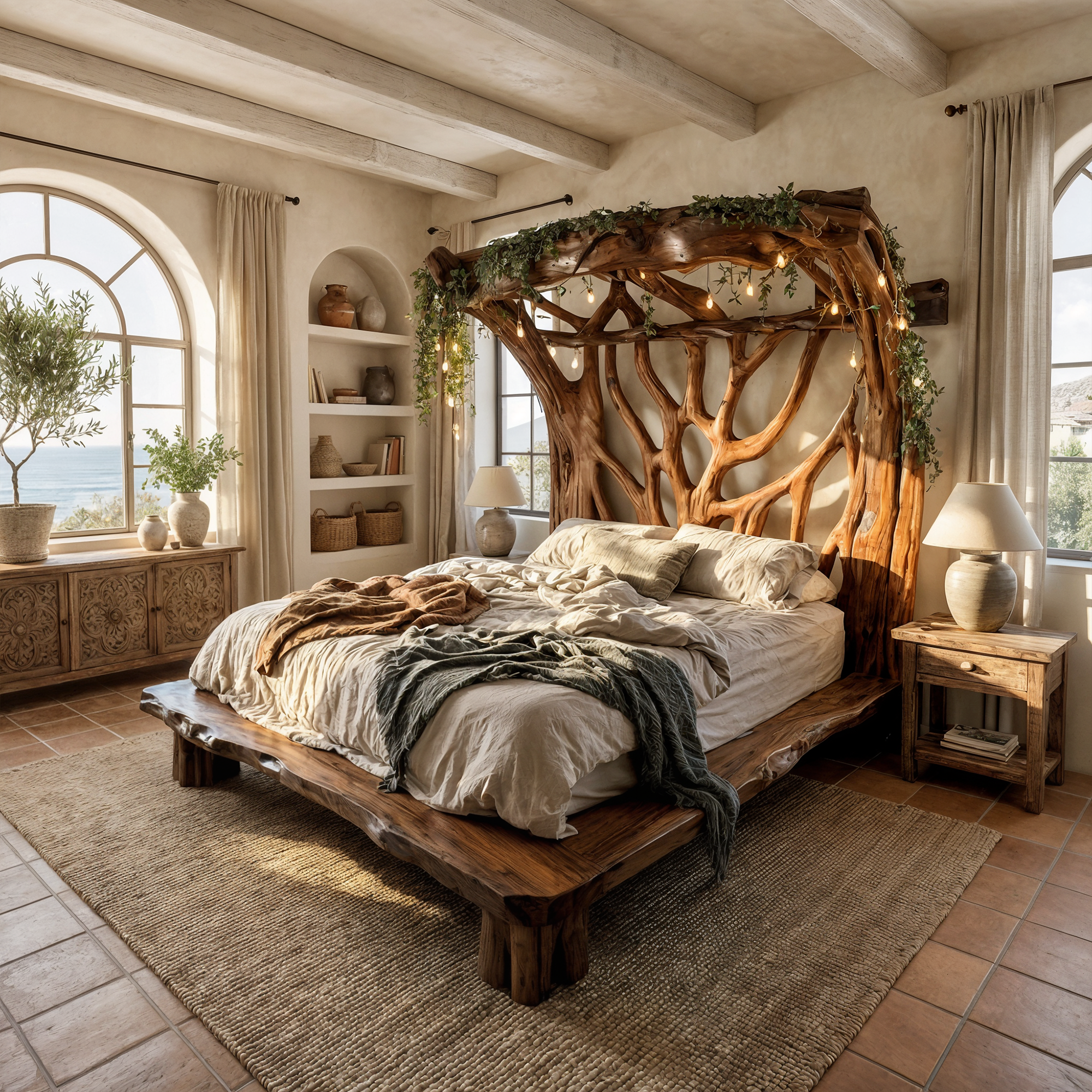 Rustic Tree Bed Modern Bedroom