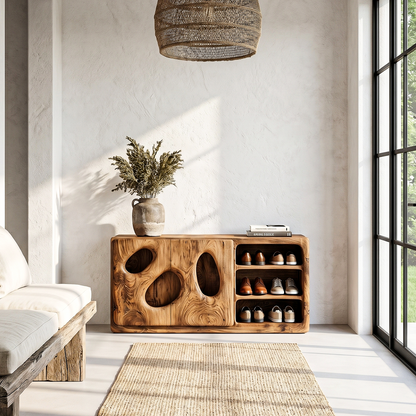 Organic Modern Shoe Cabinet Artistic Storage Design For Hallway