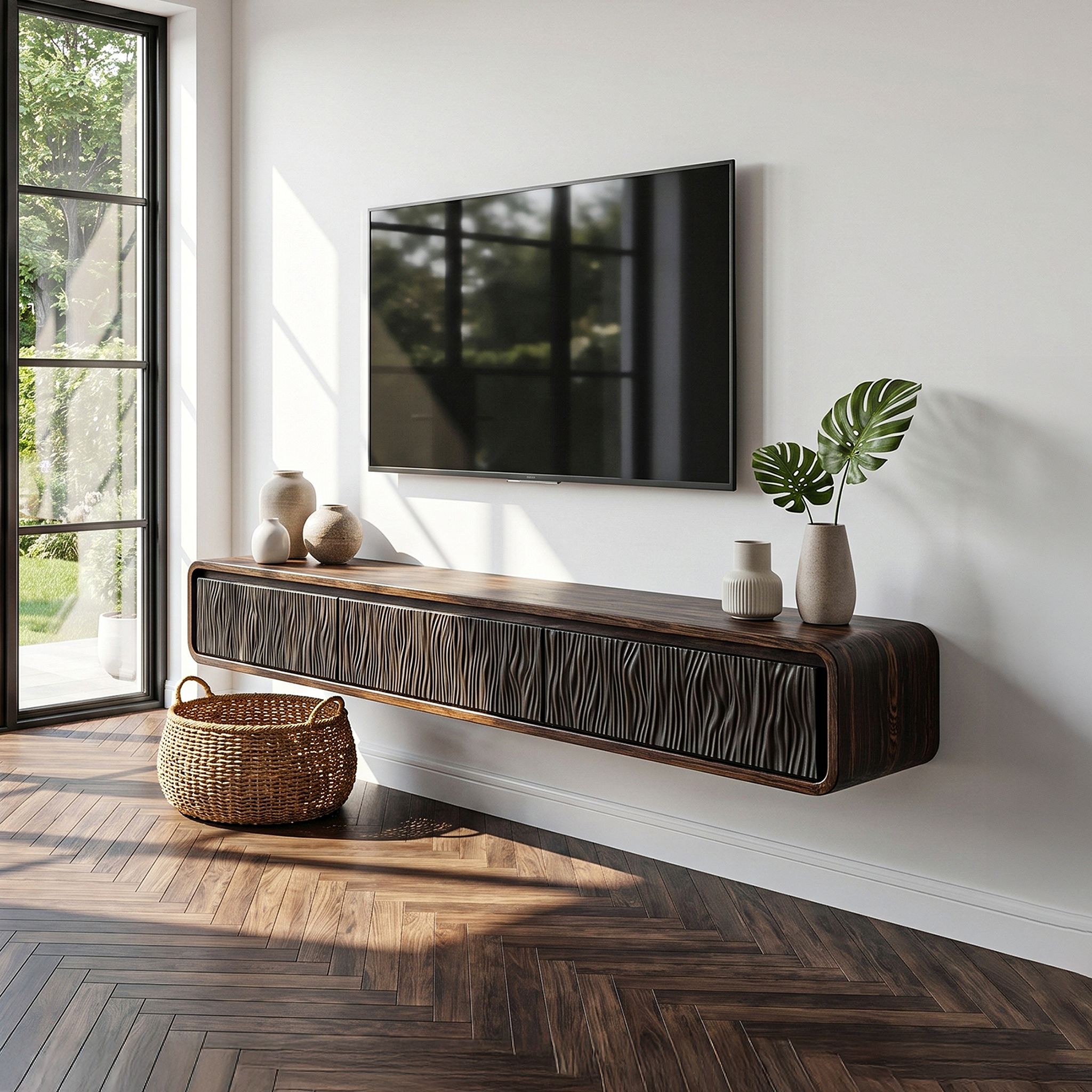 Organic Modern Wall Mounted TV Cabinet Living Room