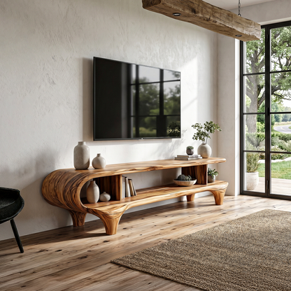 Contemporary TV Cabinet Organic Curved Framework For Living Room