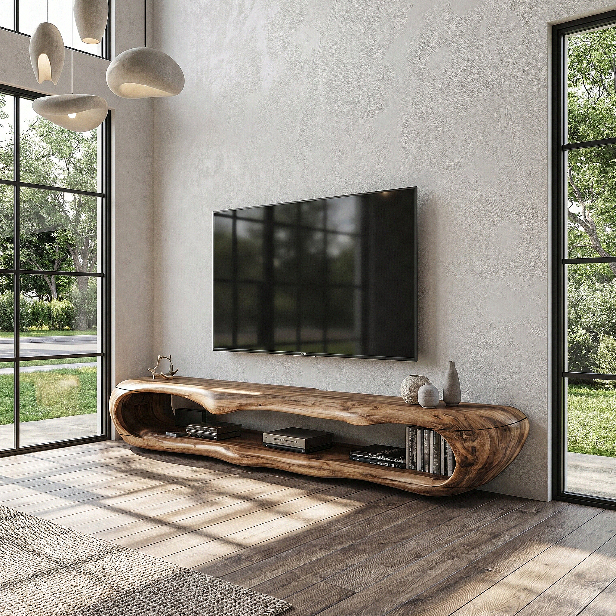 Sculptural TV Cabinet Nature Inspired Artistic Design For Living Room
