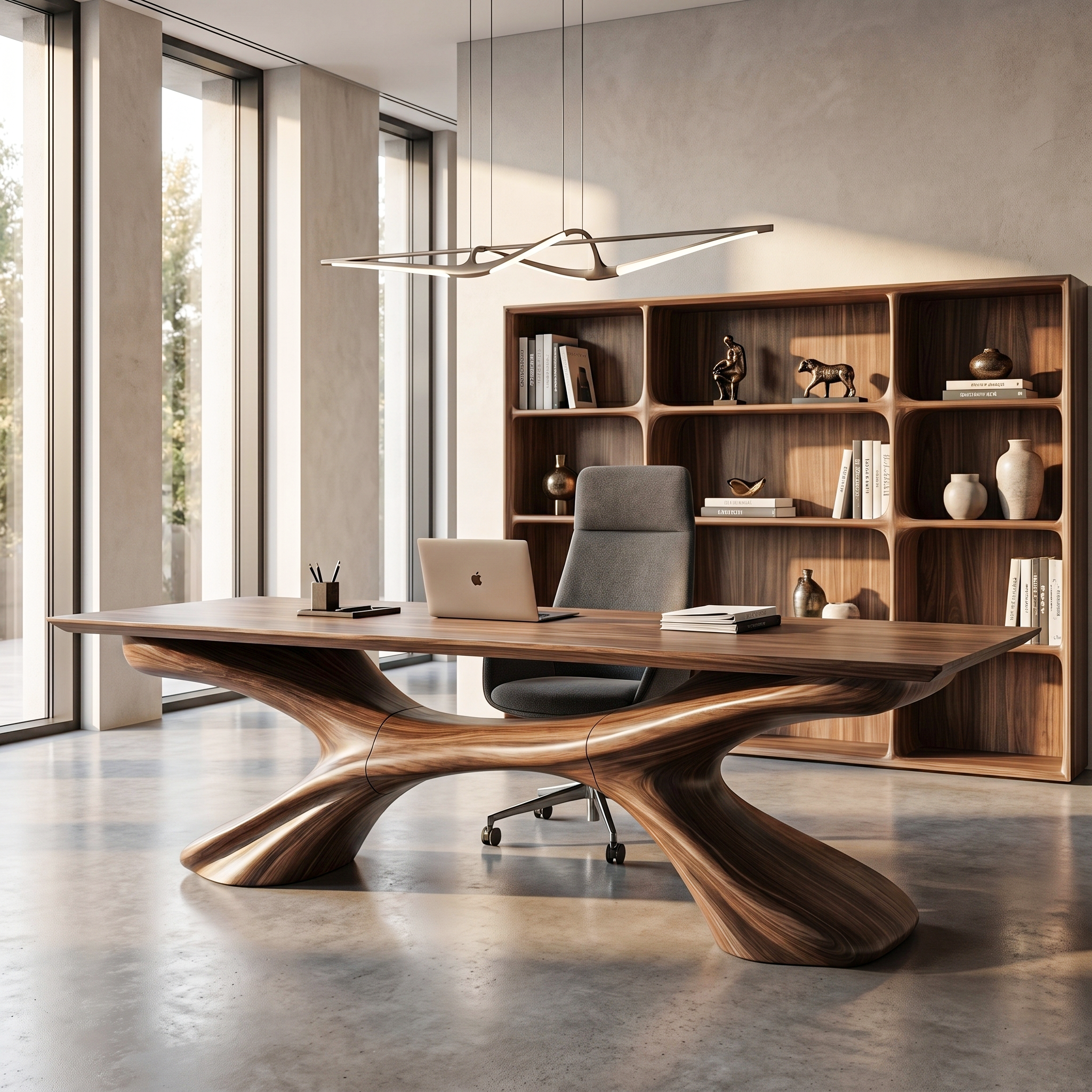 Modern Executive Desk Sculptural Design For Home Office Workspace