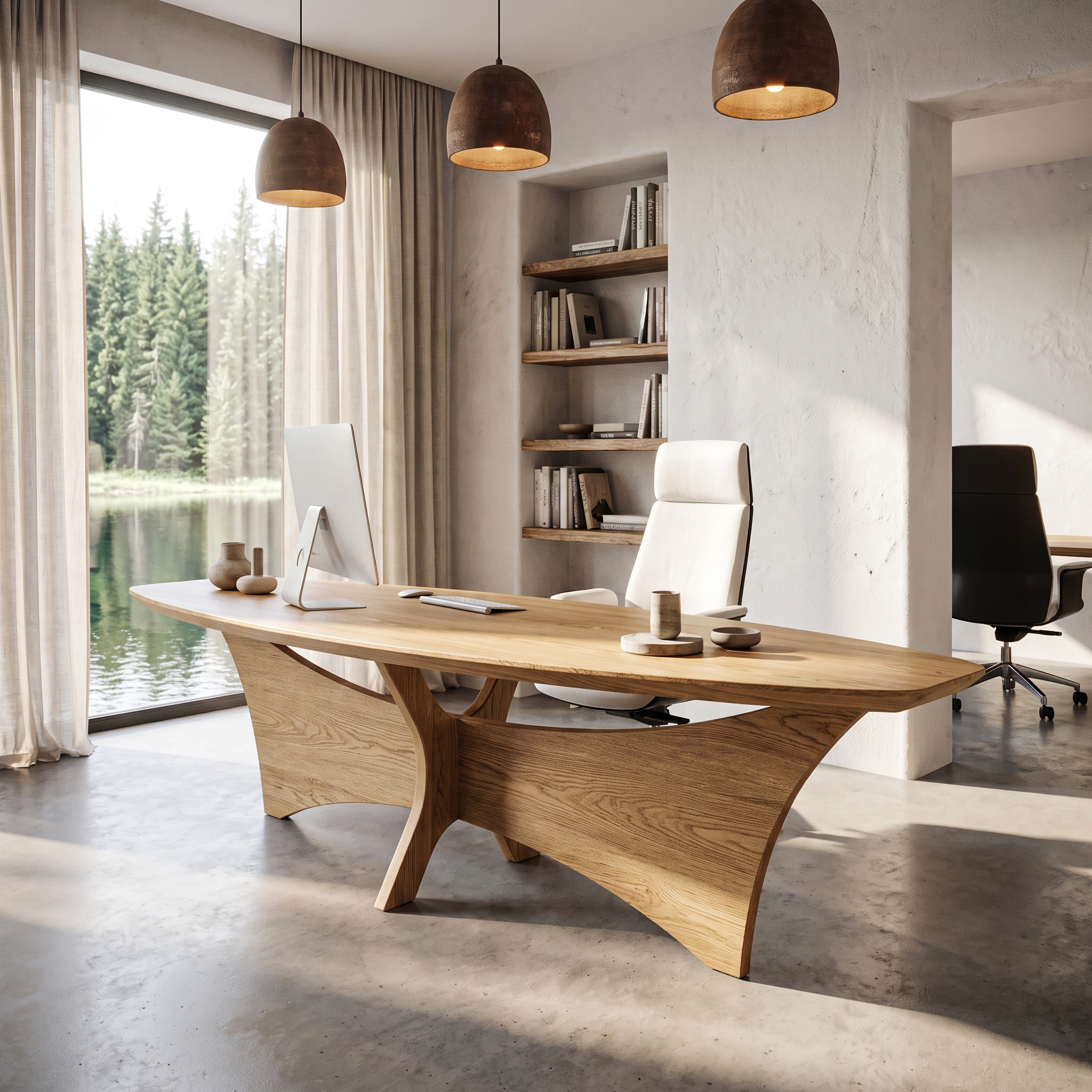 Modern Flared Base Desk Executive Desk For Home Office