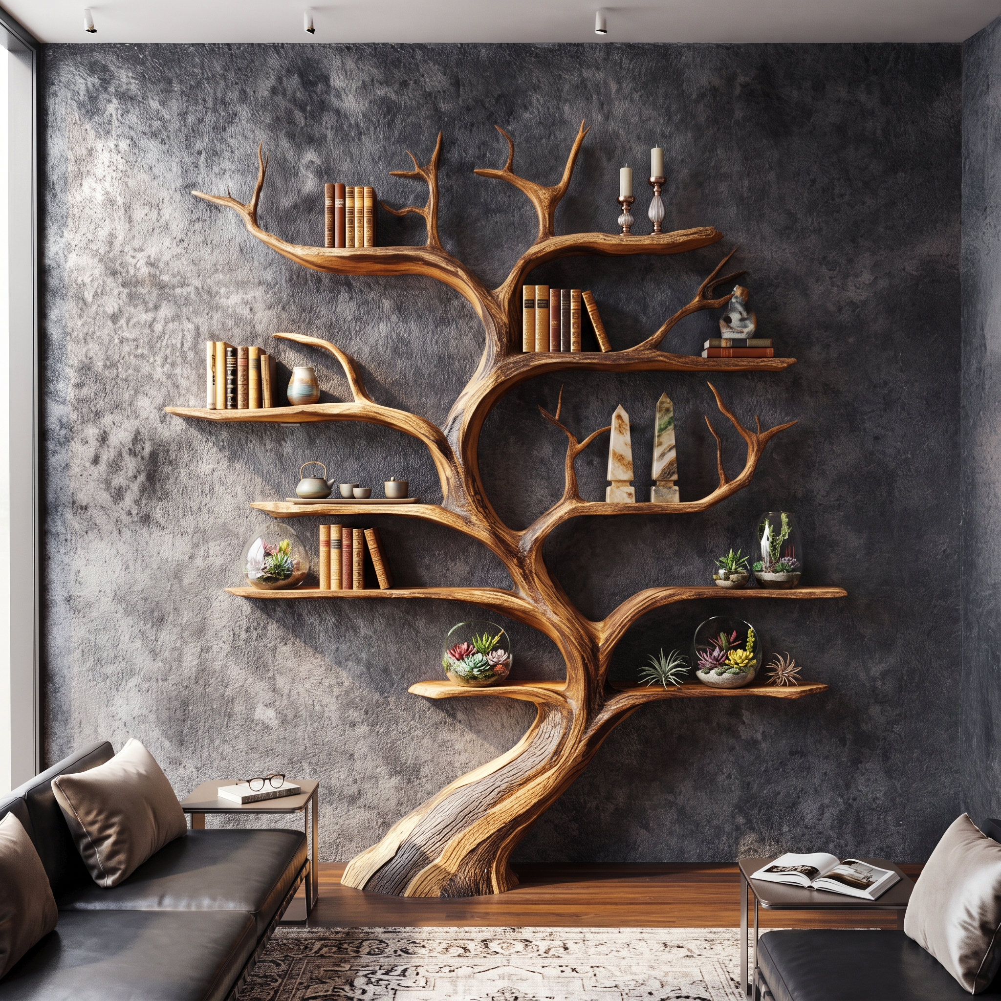 Rustic Tree Shelf Handmade Wood Wall Mounted Gift