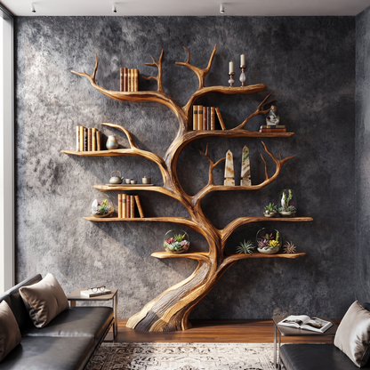 Rustic Tree Shelf Handmade Wood Wall Mounted Gift