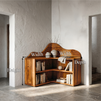 Organic Corner Bookshelf With Sculptural Curved Shelves And Open Storage For Living Room And Bedroom