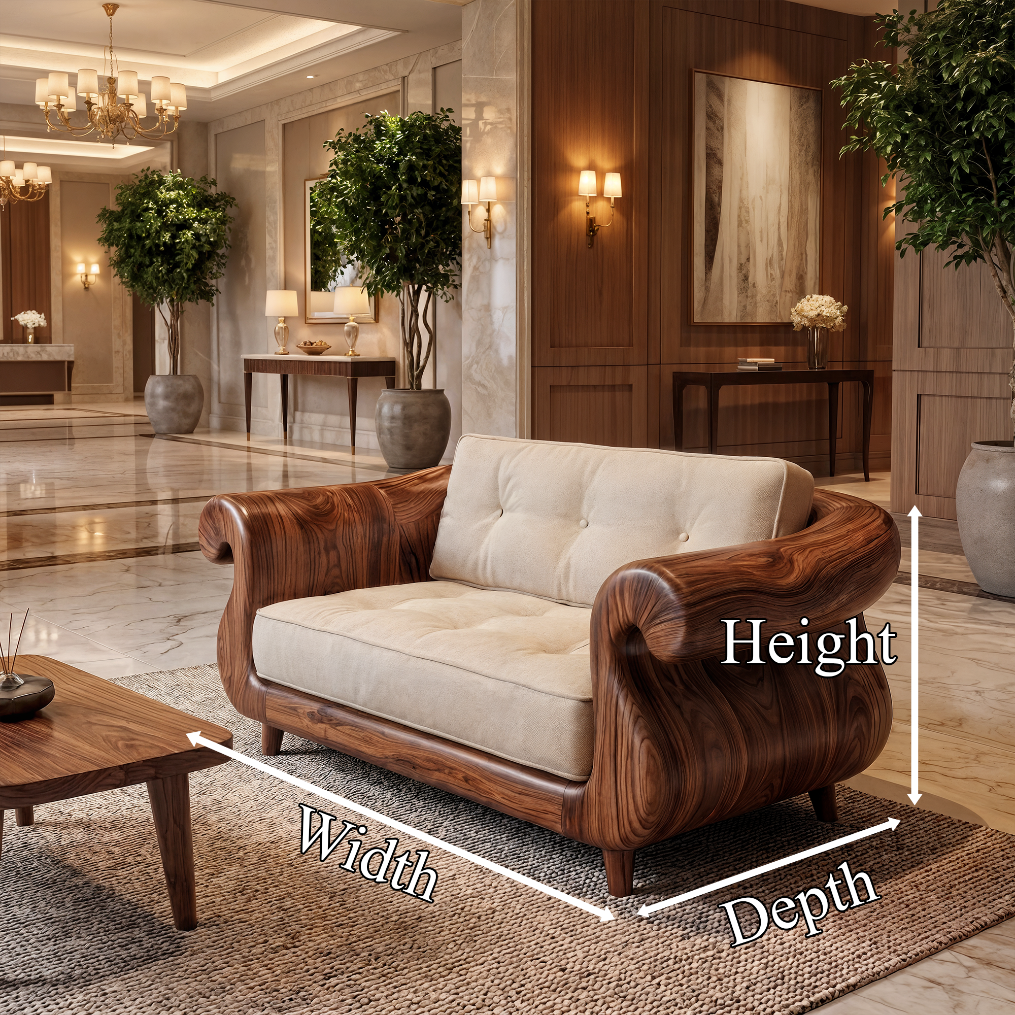Handcrafted Armchair Nature Inspired Artistic Design For Living Room