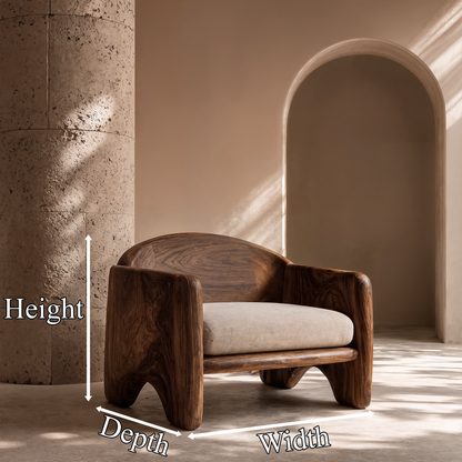 Rustic Armchair Sculptural Solid Wood Design For Living Room