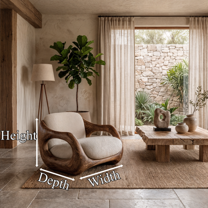 Sculptural Armchair Nature Inspired Wood Design For Living Room