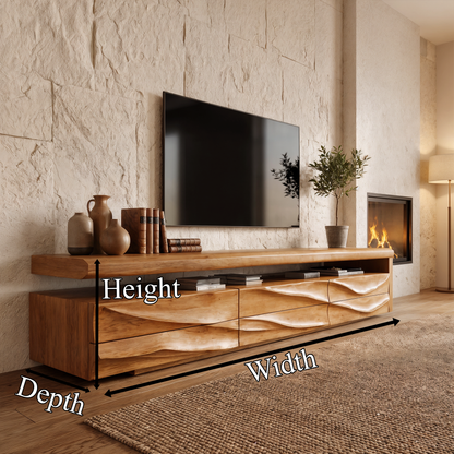 Organic Modern TV Cabinet With Handcrafted Solid Wood Design For Living Room