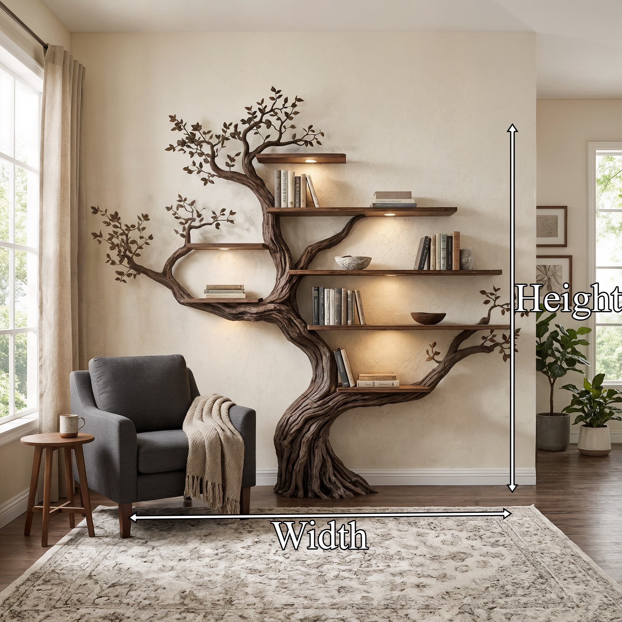 Modern Organic Living Room Interior Flowing Sculptural Wall Feature
