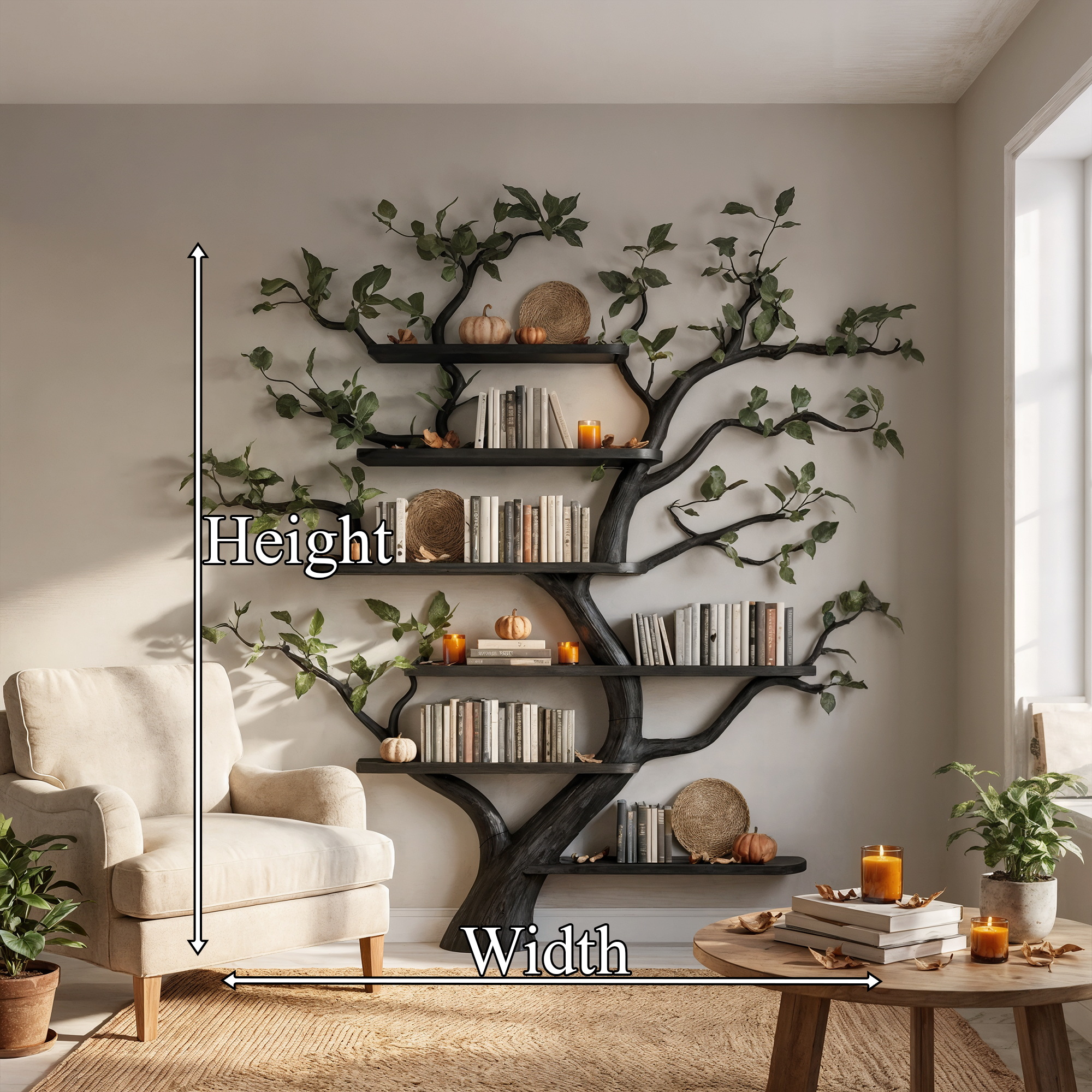 Mid Century Tree Wall Shelf Christmas Living Room