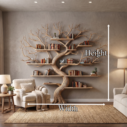 Rustic Tree Wall Bookshelf Bedroom Lounge
