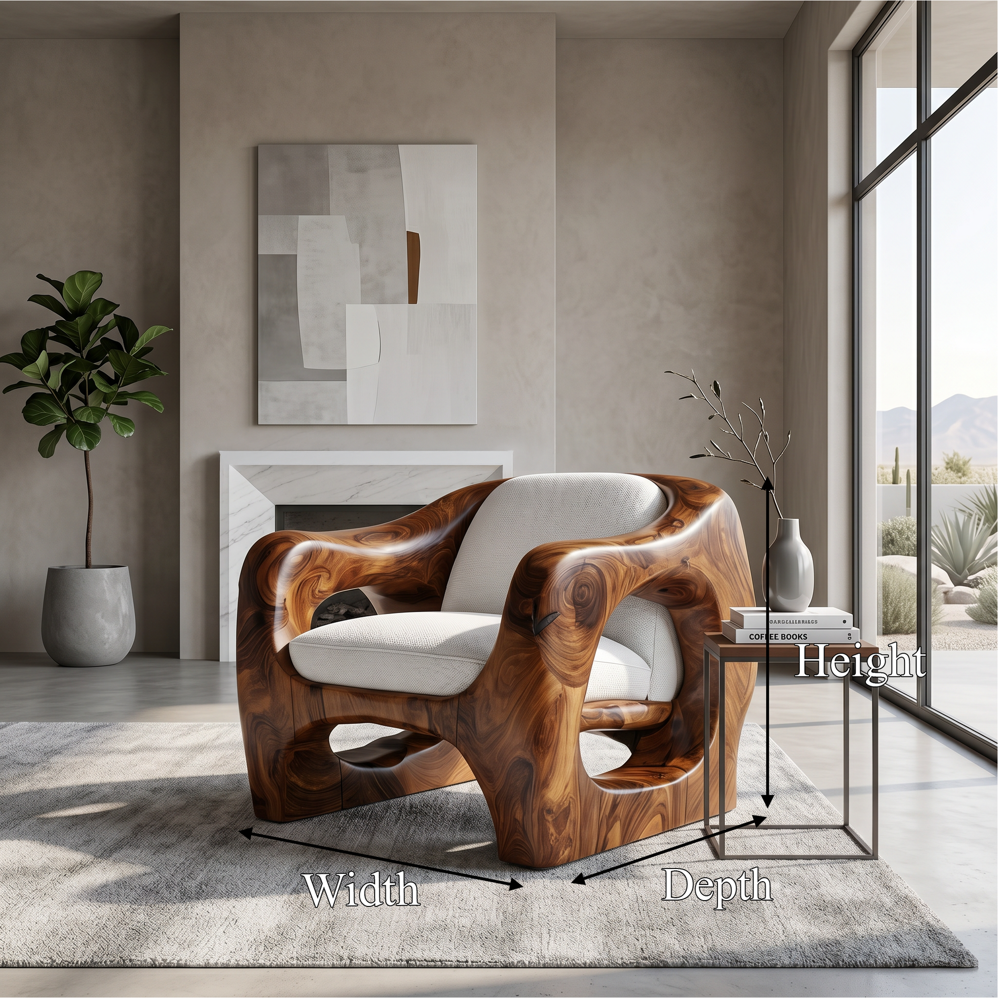 Modern Organic Wooden Armchair For Living Room