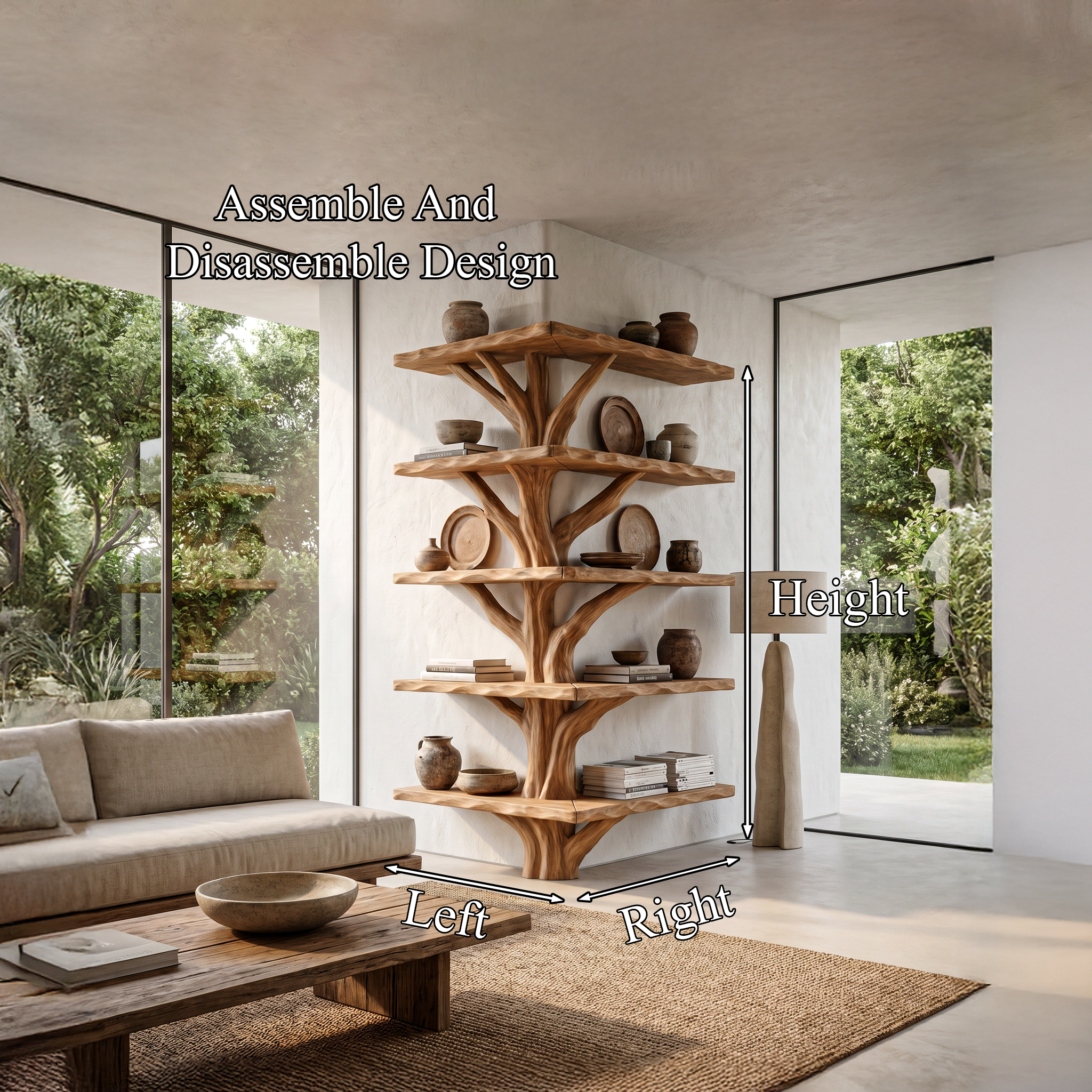 Organic Modern Tree Bookcase With Artistic Branch Frame For Home Office