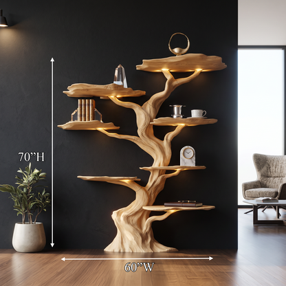 Modern Tree Bookshelf Wood Handmade Natural Gift