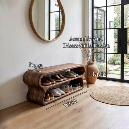 Contemporary Shoe Bench With Open Storage Compartments For Hallway