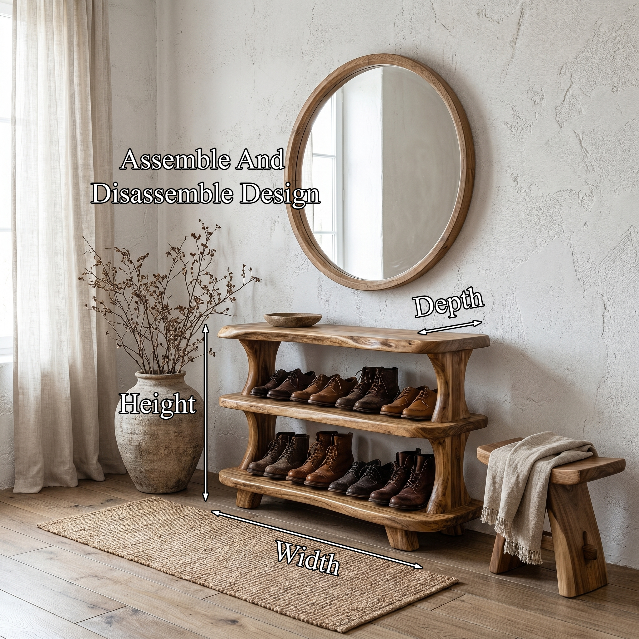 Modern Shoe Rack Sculptural Storage Design For Entryway