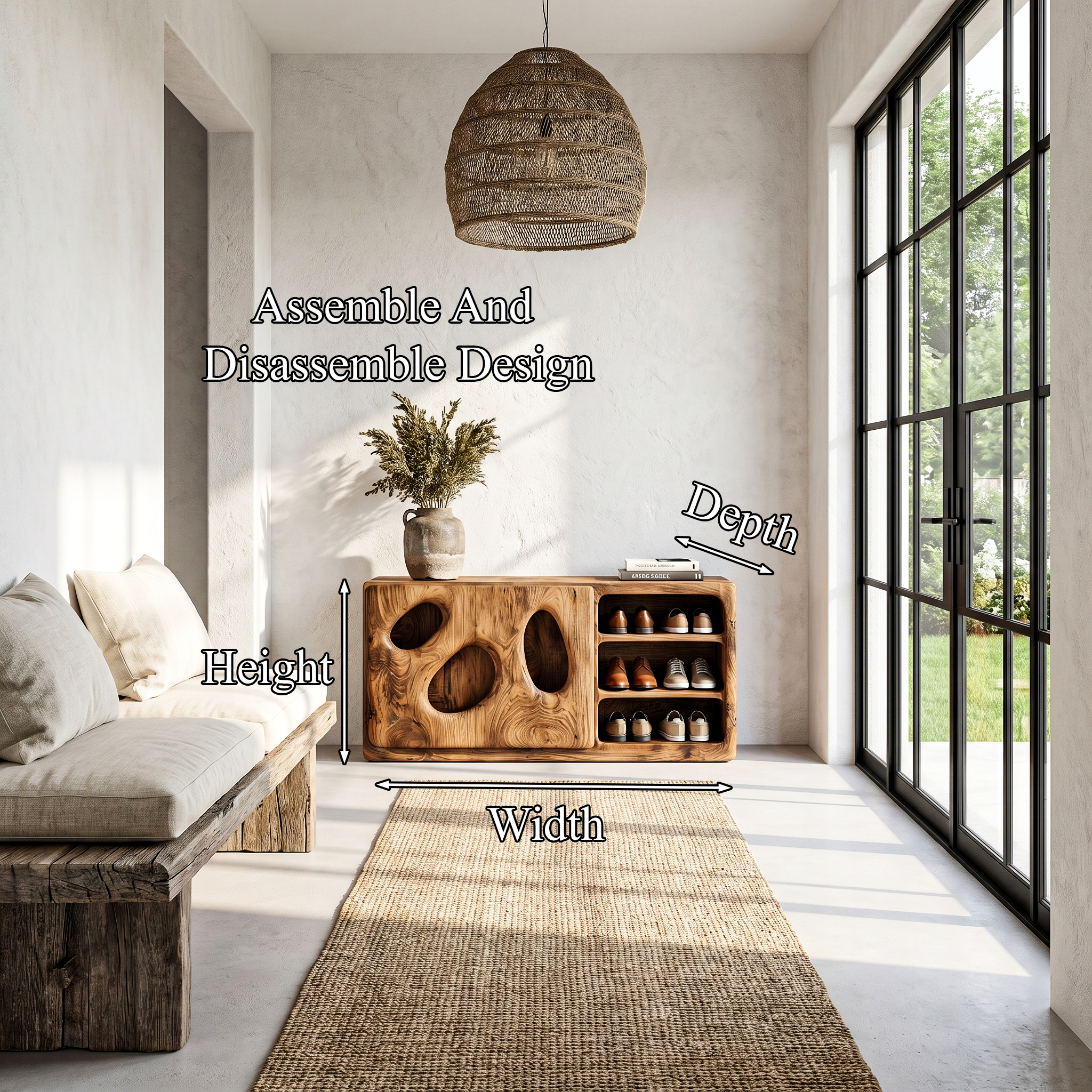 Organic Modern Shoe Cabinet Artistic Storage Design For Hallway