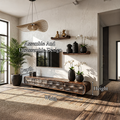 Rustic TV Cabinet Handcrafted Wood Storage Design For Living Room Entertainment Space