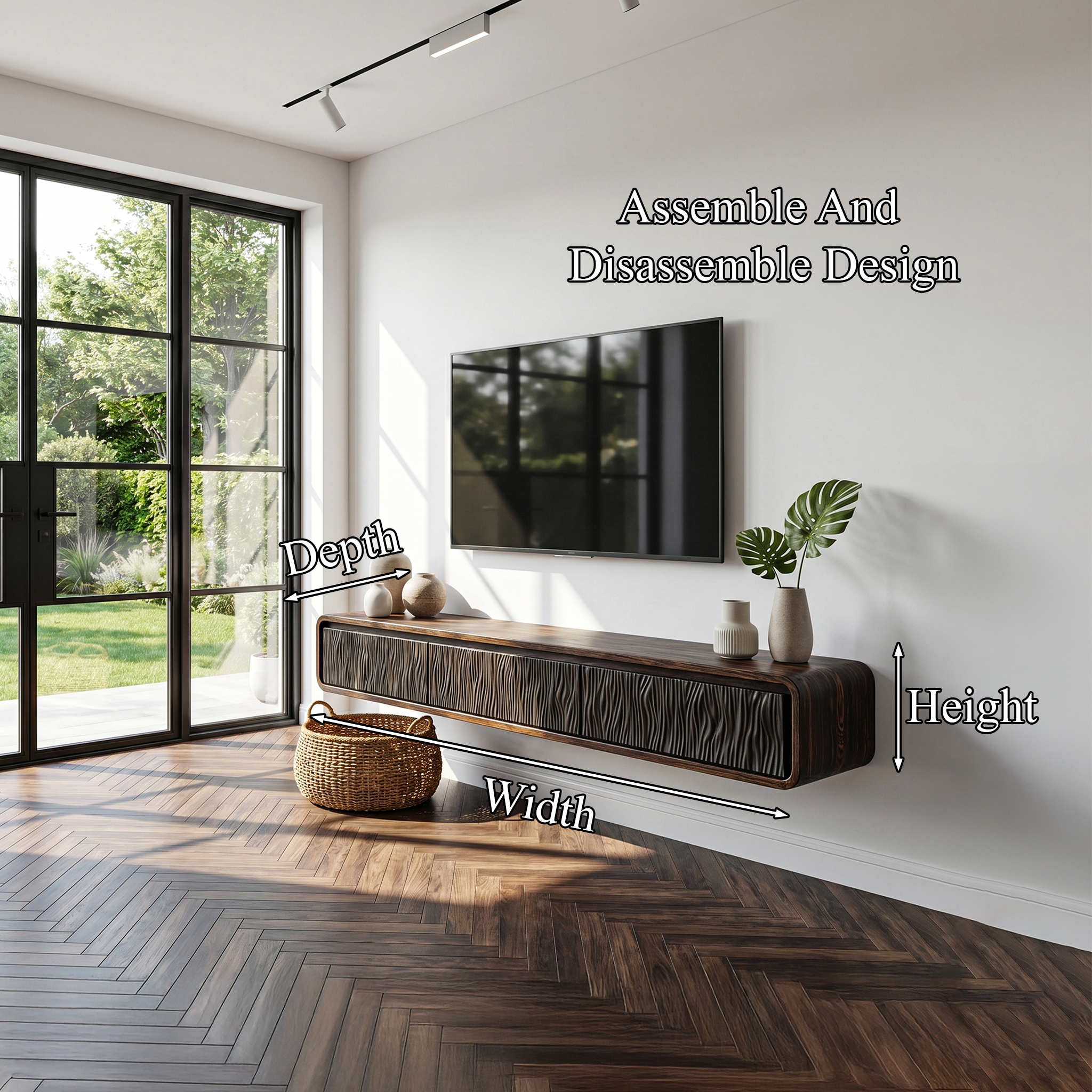 Organic Modern Wall Mounted TV Cabinet Living Room