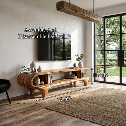 Contemporary TV Cabinet Organic Curved Framework For Living Room