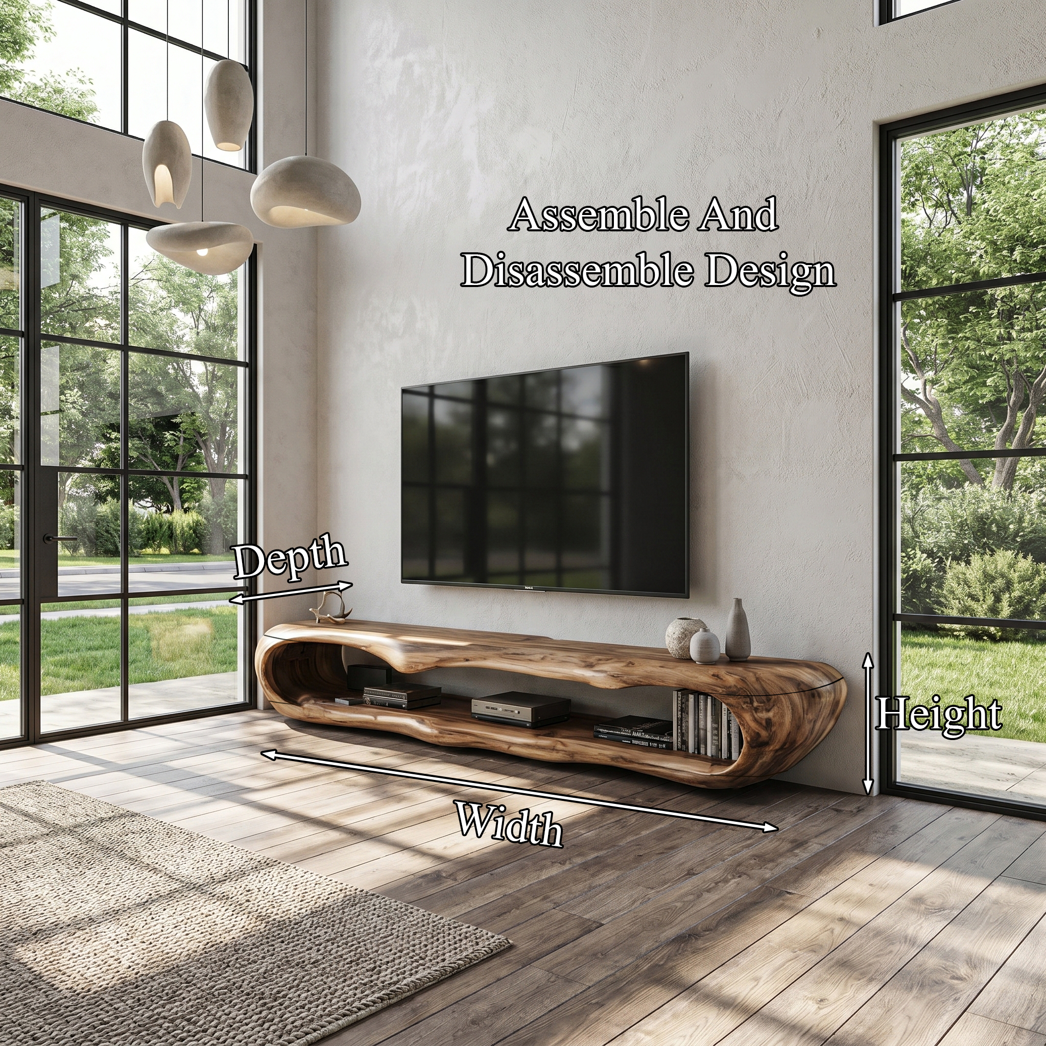 Sculptural TV Cabinet Nature Inspired Artistic Design For Living Room