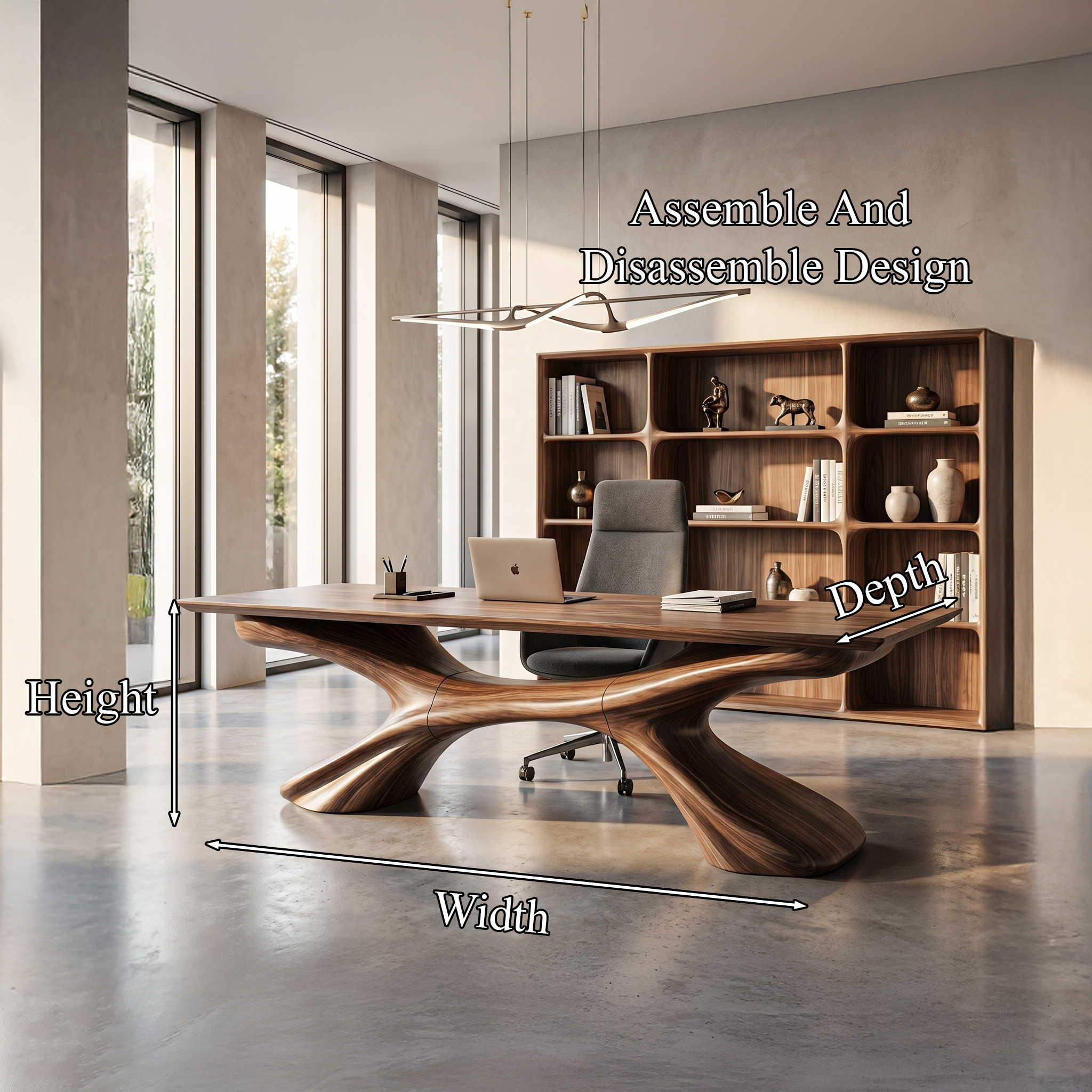 Modern Executive Desk Sculptural Design For Home Office Workspace