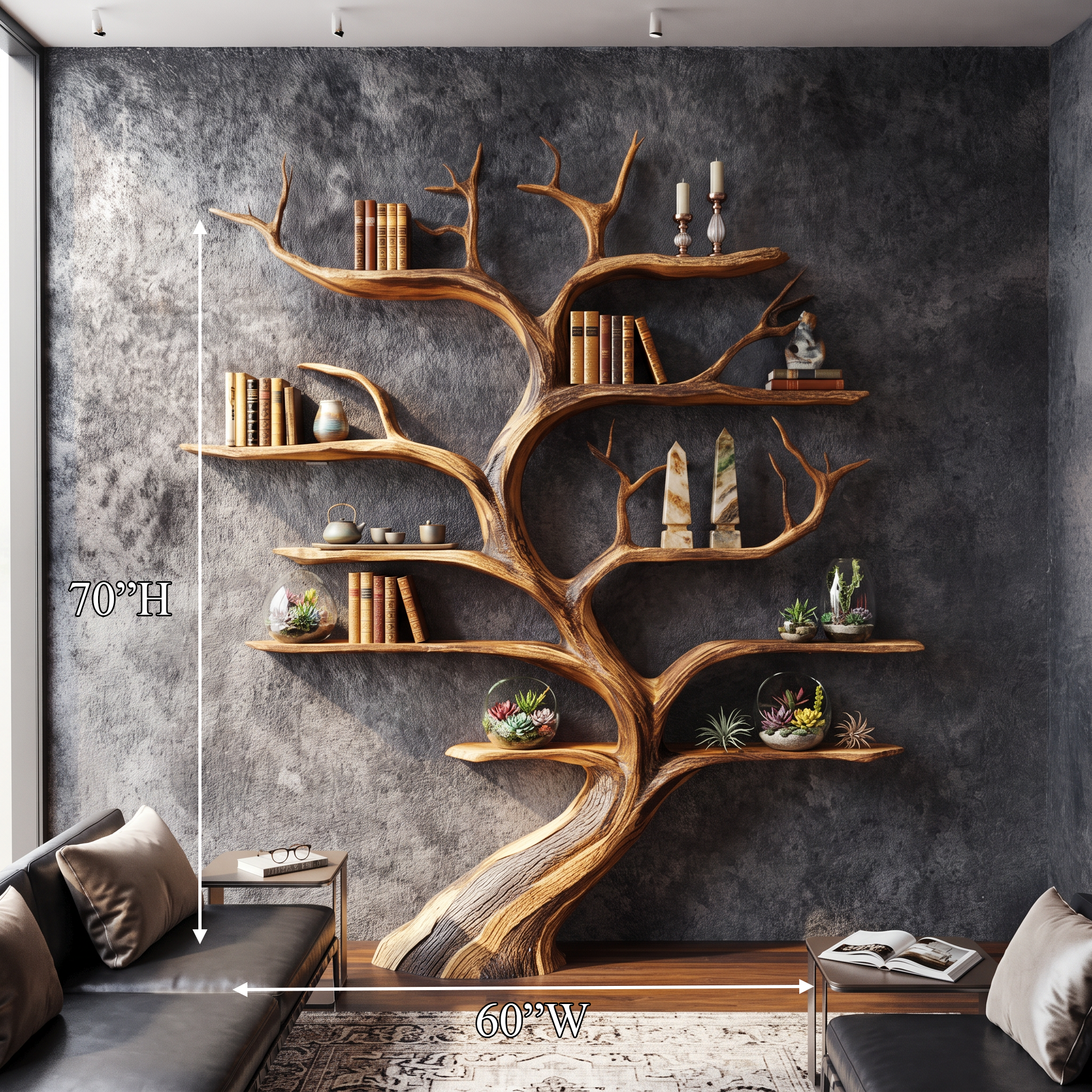 Rustic Tree Shelf Handmade Wood Wall Mounted Gift