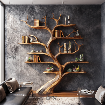 Rustic Tree Shelf Handmade Wood Wall Mounted Gift