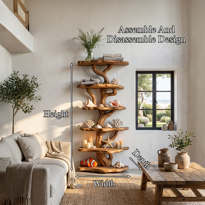 Rustic Sculptural Tree Bookshelf For Living Room And Entryway