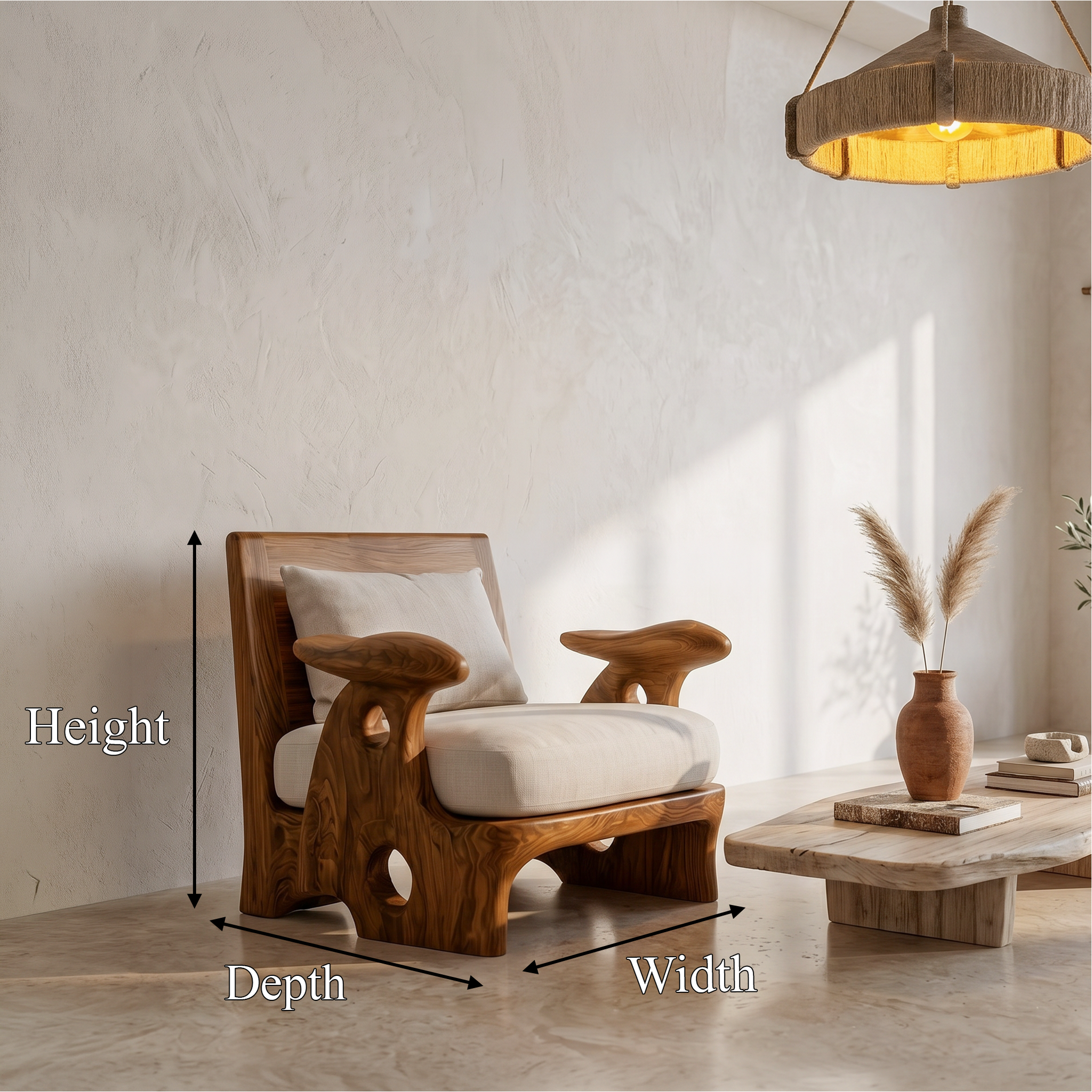 Organic Sculptural Armchair For Living Room Accent Seating And Interior Decor