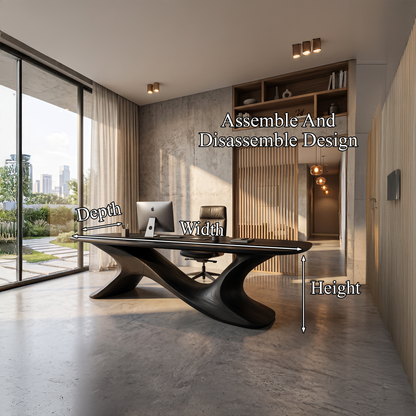 Rustic Open Loop Desk Solid Wood Writing Desk For Home Office