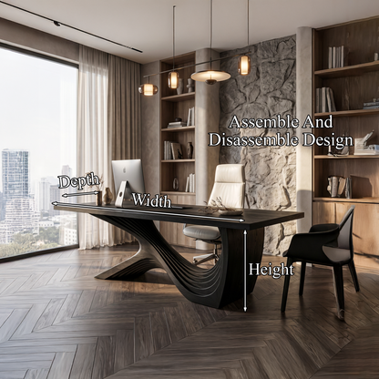 Organic Curved Base Desk Wooden Writing Desk For Home Office