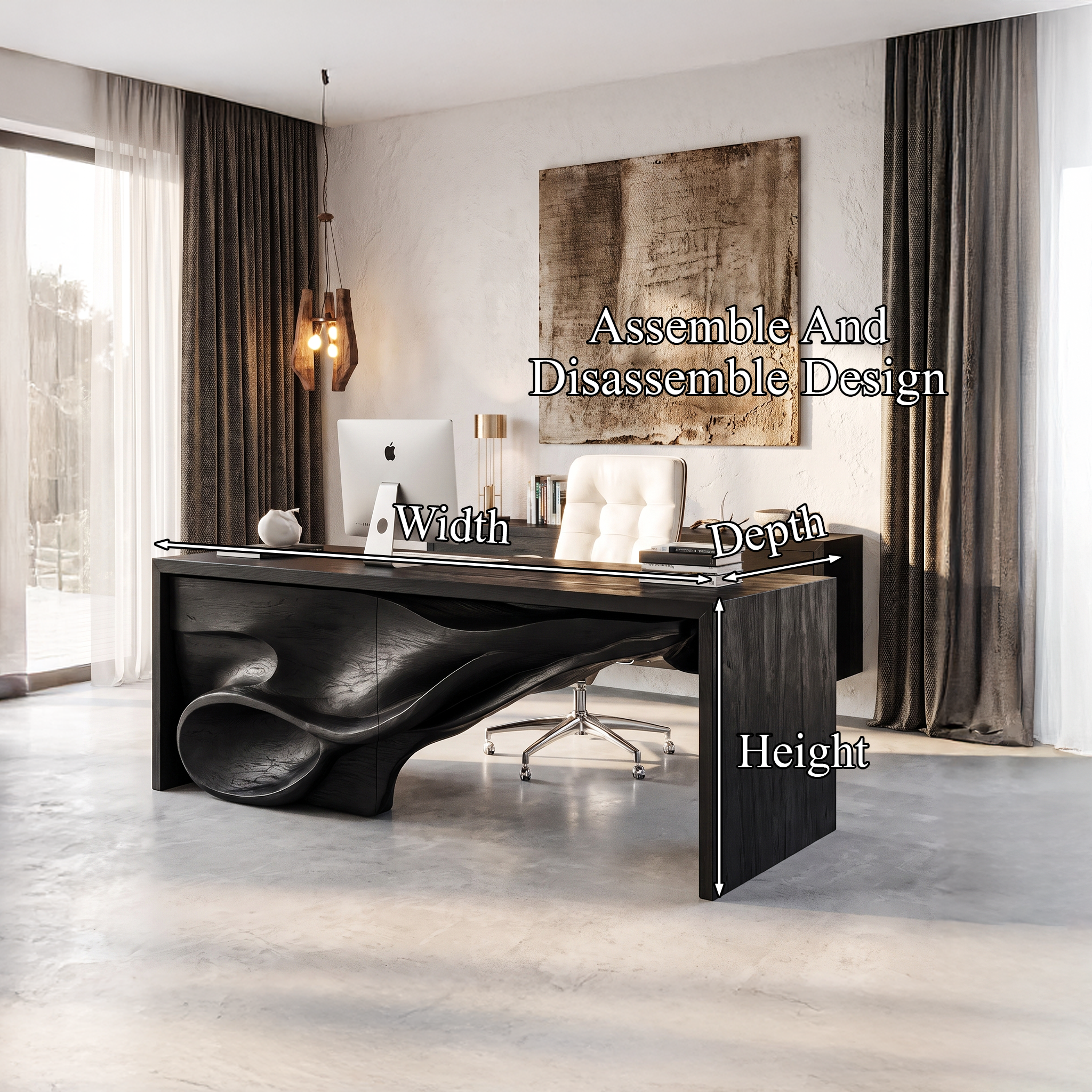 Sculptural Writing Desk Handcrafted Storage Design For Executive Home Office