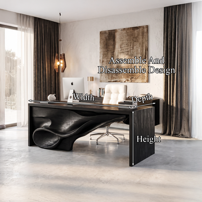 Sculptural Writing Desk Handcrafted Storage Design For Executive Home Office