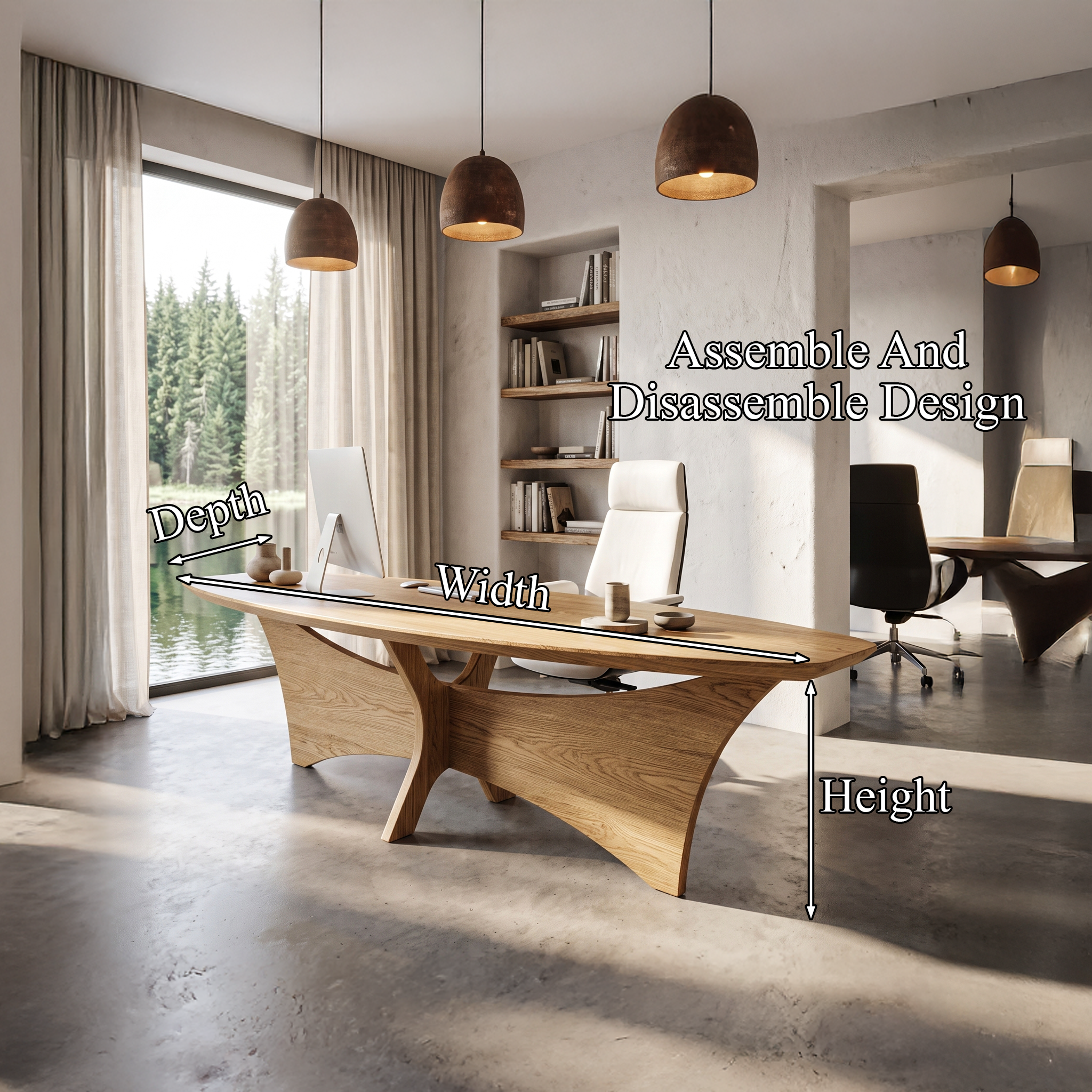 Modern Flared Base Desk Executive Desk For Home Office