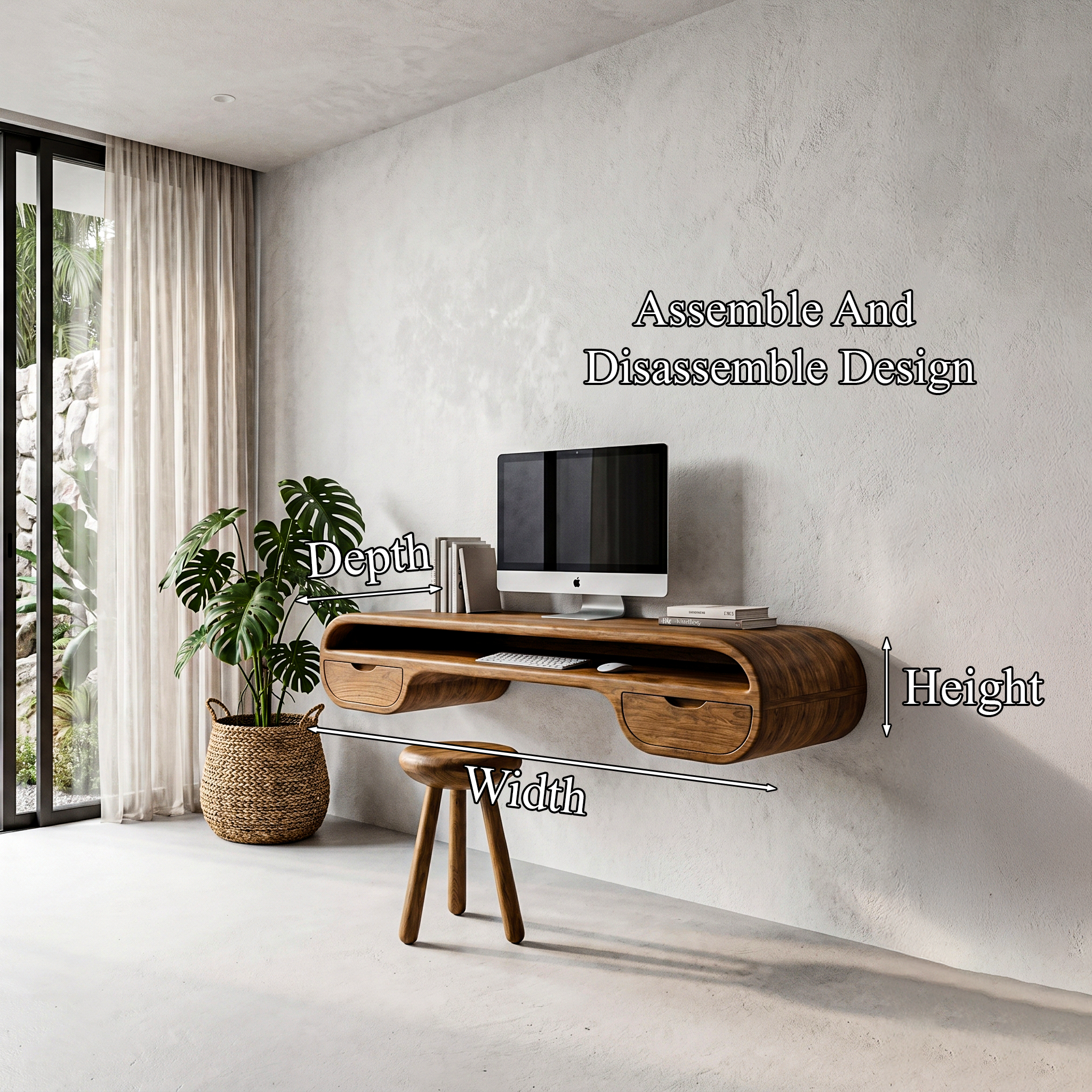 Contemporary Floating Desk With Integrated Drawer Storage For Workspace