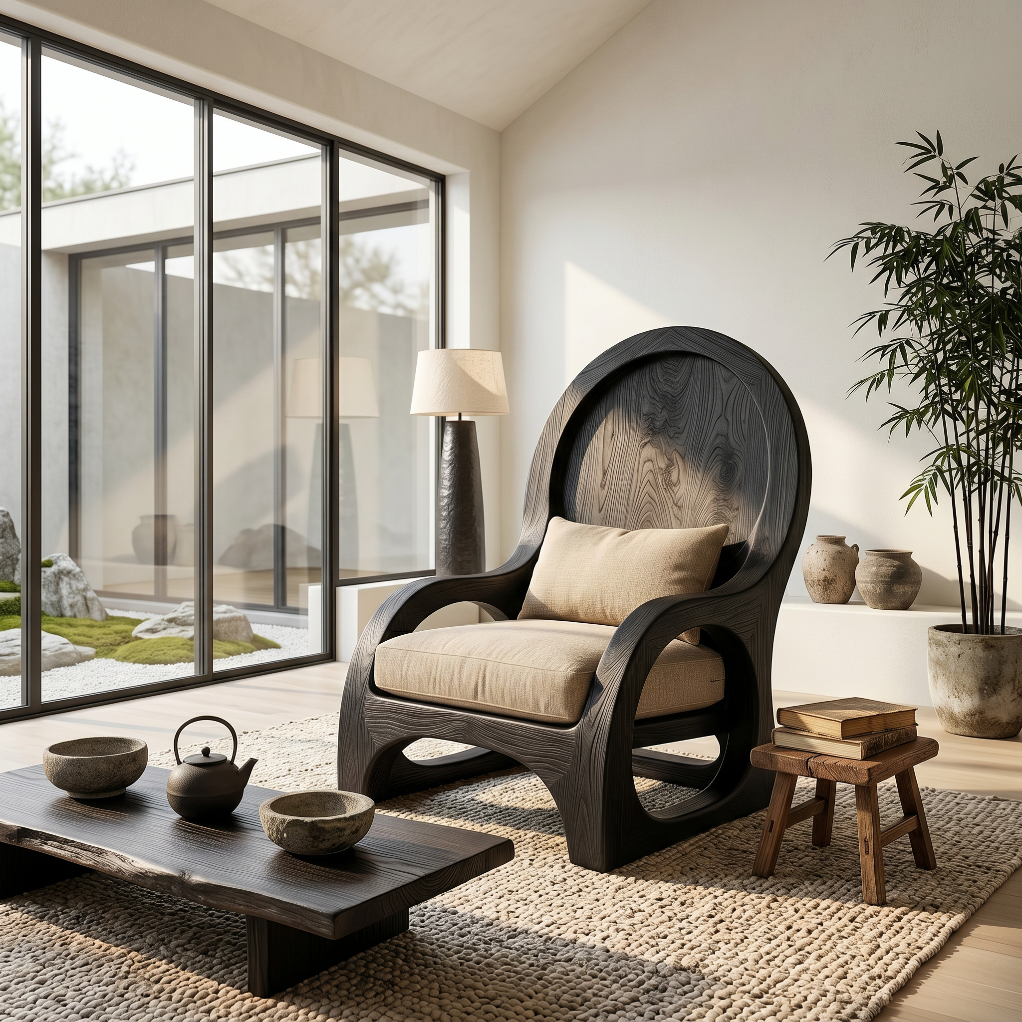 Organic Wooden Accent Chair For Living Room