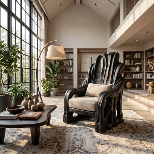 Leaf Inspired Wooden Armchair For Living Room
