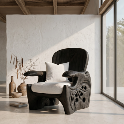 Rustic Wooden Armchair For Living Room Lounge Seating And Home Decor