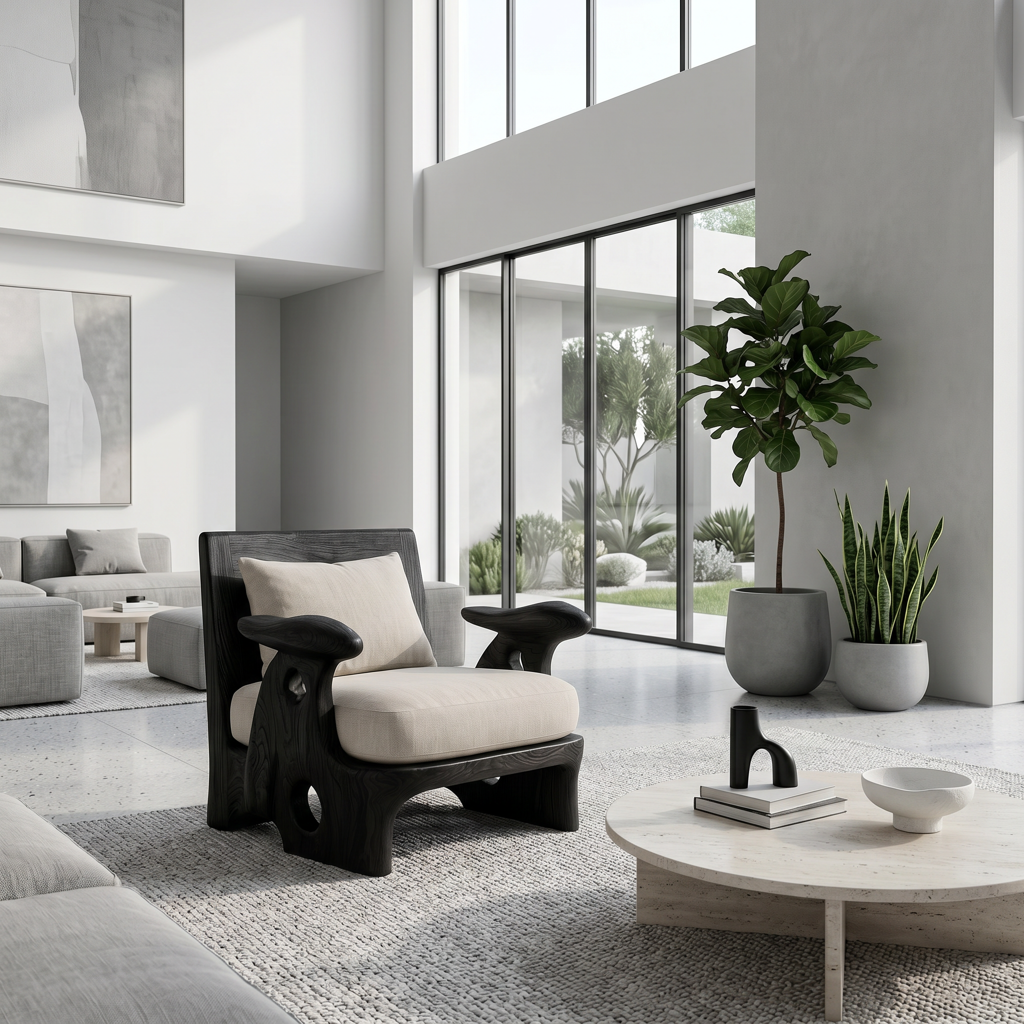 Organic Sculptural Armchair For Living Room Accent Seating And Interior Decor