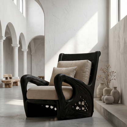 Nature Inspired Wooden Armchair For Living Room Relaxation And Comfort
