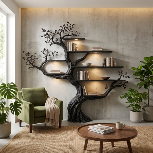 Modern Organic Living Room Interior Flowing Sculptural Wall Feature