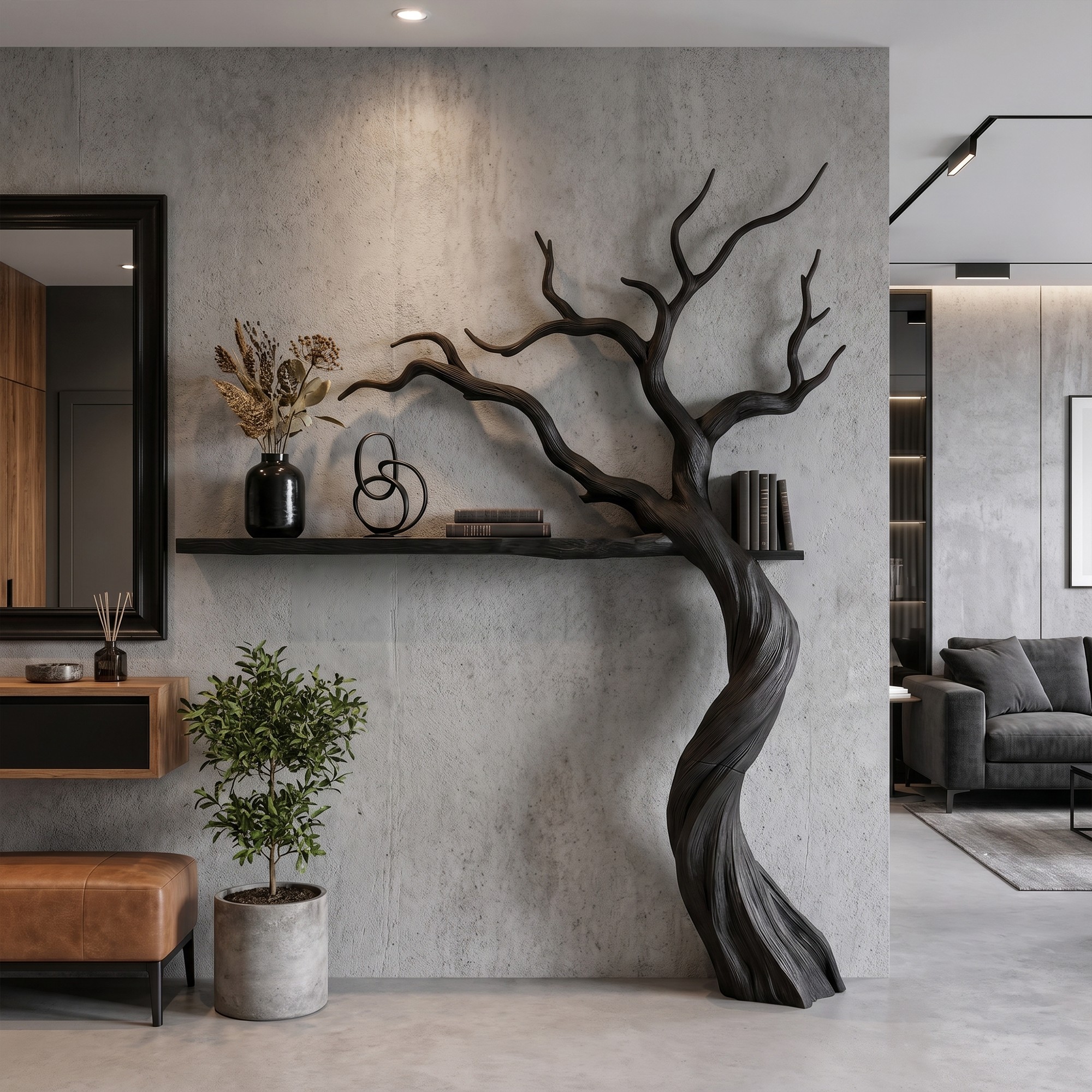 Modern Tree Bookshelf With Artistic Branch Form For Living Room