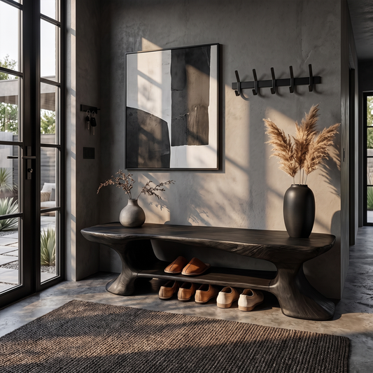 Rustic Entryway Bench With Integrated Shoe Storage For Entryway
