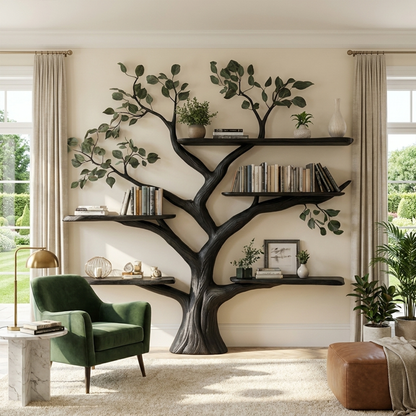 Handcrafted Tree Bookshelf Wall-Mounted Furniture Living Room