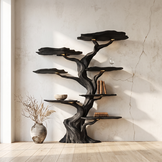 Modern Tree Bookshelf Wood Handmade Natural Gift